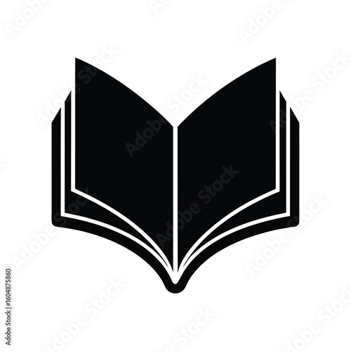 Silhouette an open book with pages fanned out reading