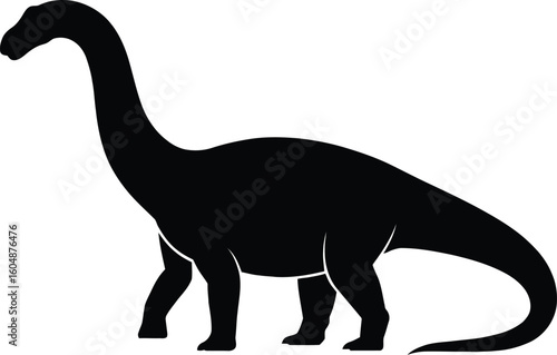 Brachiosaurus dinosaur silhouette vector isolated on white.