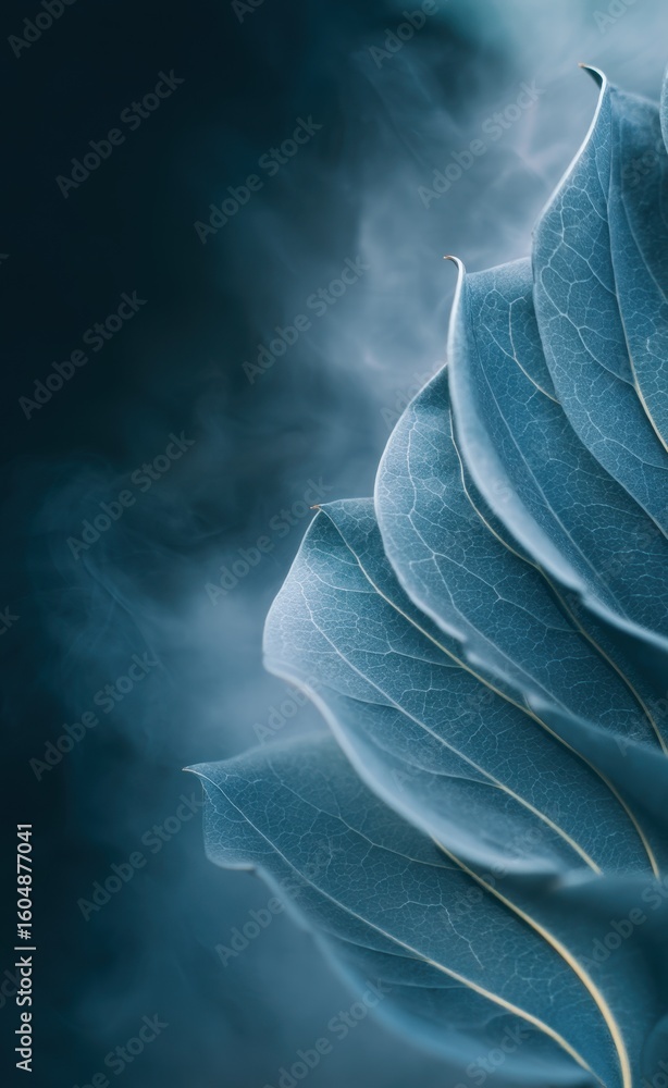 Obraz premium Detailed close-up view of delicate teal leaves.