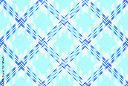 Cool blue and white diagonal plaid pattern.  Perfect for textile design, website backgrounds, or wrapping paper.  Clean, modern, and versatile, this repeating texture offers a fresh, summery feel.