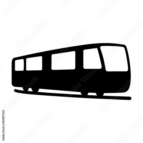 Simple monochrome representation of a commuter train or subway car icon