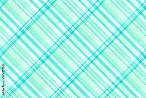 Soft aqua and white diagonal plaid pattern.  Perfect for backgrounds, textiles, or packaging design.  Evokes feelings of freshness, serenity, and summer.