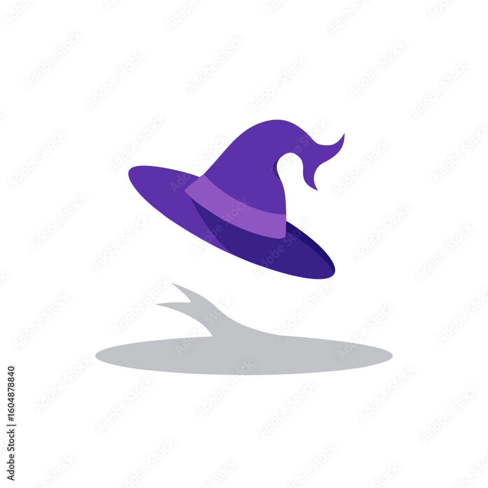 Naklejka premium floating wizard hat casting a shadow in the shape 
