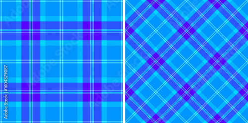 Vibrant blue and purple plaid patterns.  Perfect for textile design, fashion, website backgrounds, or any project needing a bold, geometric texture.