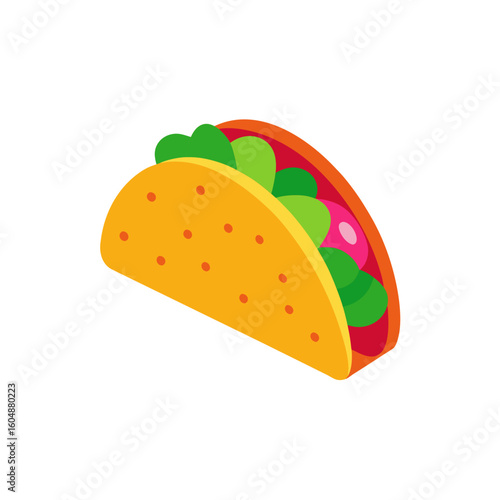 realistic taco with vibrant toppings and soft shel