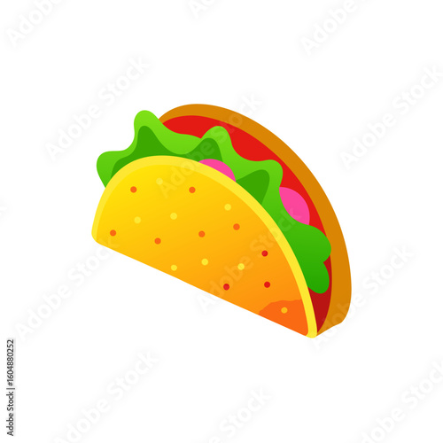 realistic taco with vibrant toppings and soft shel