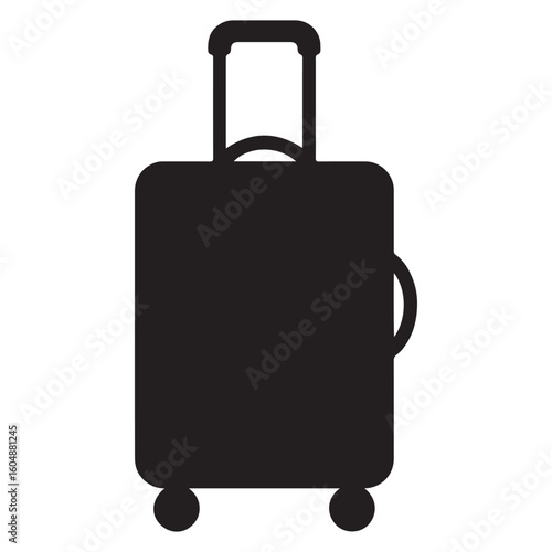 Rolling Luggage Silhouette Icon Vacation Suitcase Vector Illustration
