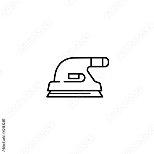 Electric sander tool, minimalist design, black and white style  