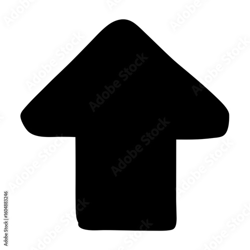 Simple black upwards arrow pointing direction with rounded edges and no background