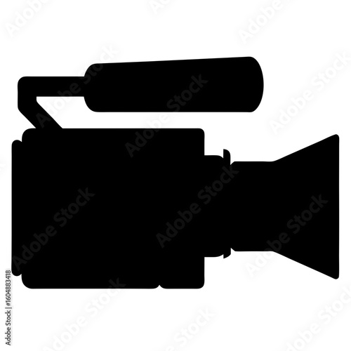 Silhouette of a professional video camera on a white background, perfect design