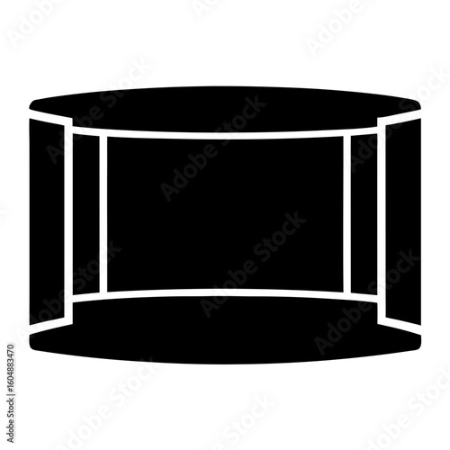 Isolated Black Silhouetted Podium or Display Stand with White Details and Rounded Edges