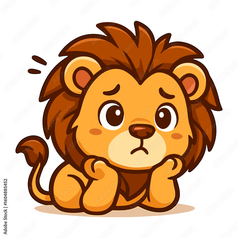 Obraz premium cartoon cute lion illustrations mascot