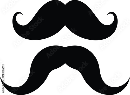 classic and modern mustache designs black silhouette