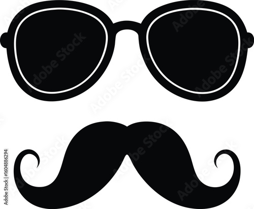 sunglasses and handlebar mustache silhouette design