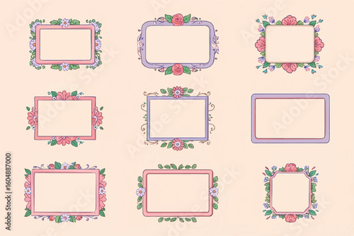 Vintage botanical wedding invitation in flat folk style with abstract flowers.Floral vertical symmetrical illustration in muted colors for wedding. Banner, card template.