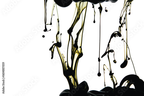 close up chocolate syrup leaking on white background