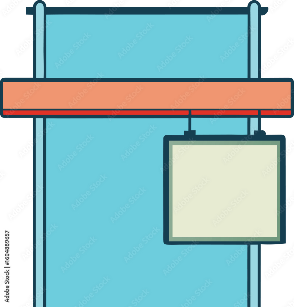 Obraz premium Overhead Blank Signboard on Single Pole – Vector Illustration.