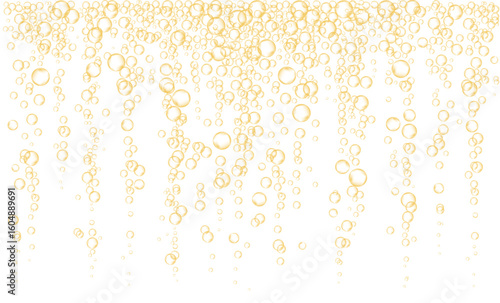 Underwater fizzing air bubbles., cold orange juice.