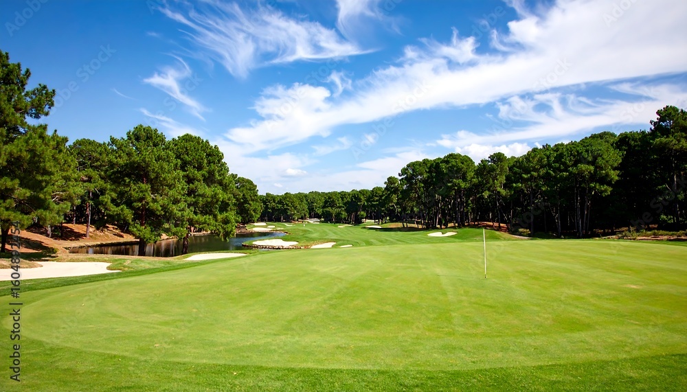 Obraz premium Lush golf course under a vibrant sky