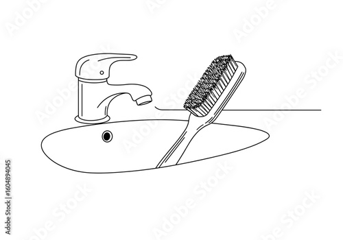 Beard brush in a sink on a transparent background
