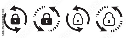 Padlock - Illustration Icons. Locks icons set. Locked and unlocked vector icon set. Locked and unlocked black line icon set. Locked and unlocked padlock icon. 