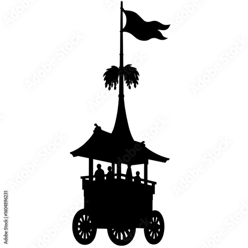 yamahoko float silhouette from gion matsuri festival japan on white background