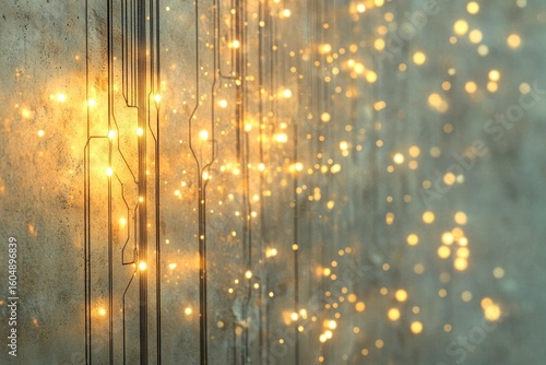 Glowing circuit board pattern on a textured background, resembling digital energy or futuristic technology.
