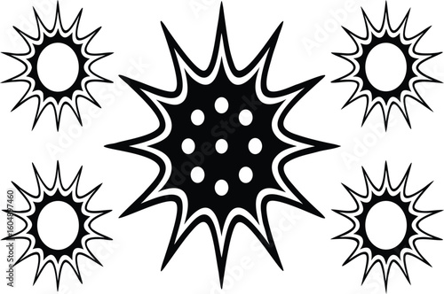 solid shapes creating abstract p silhouettes