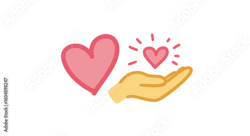 A hand holding a heart shape with love emotion.