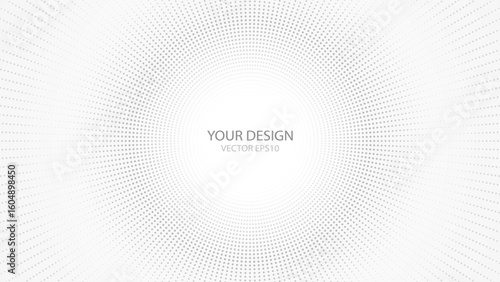 White background with circle halftone dots effect in the center and space for text, vector illustration, flat design, minimalism, simple lines. Digital banner design, web presentation, flyer print.