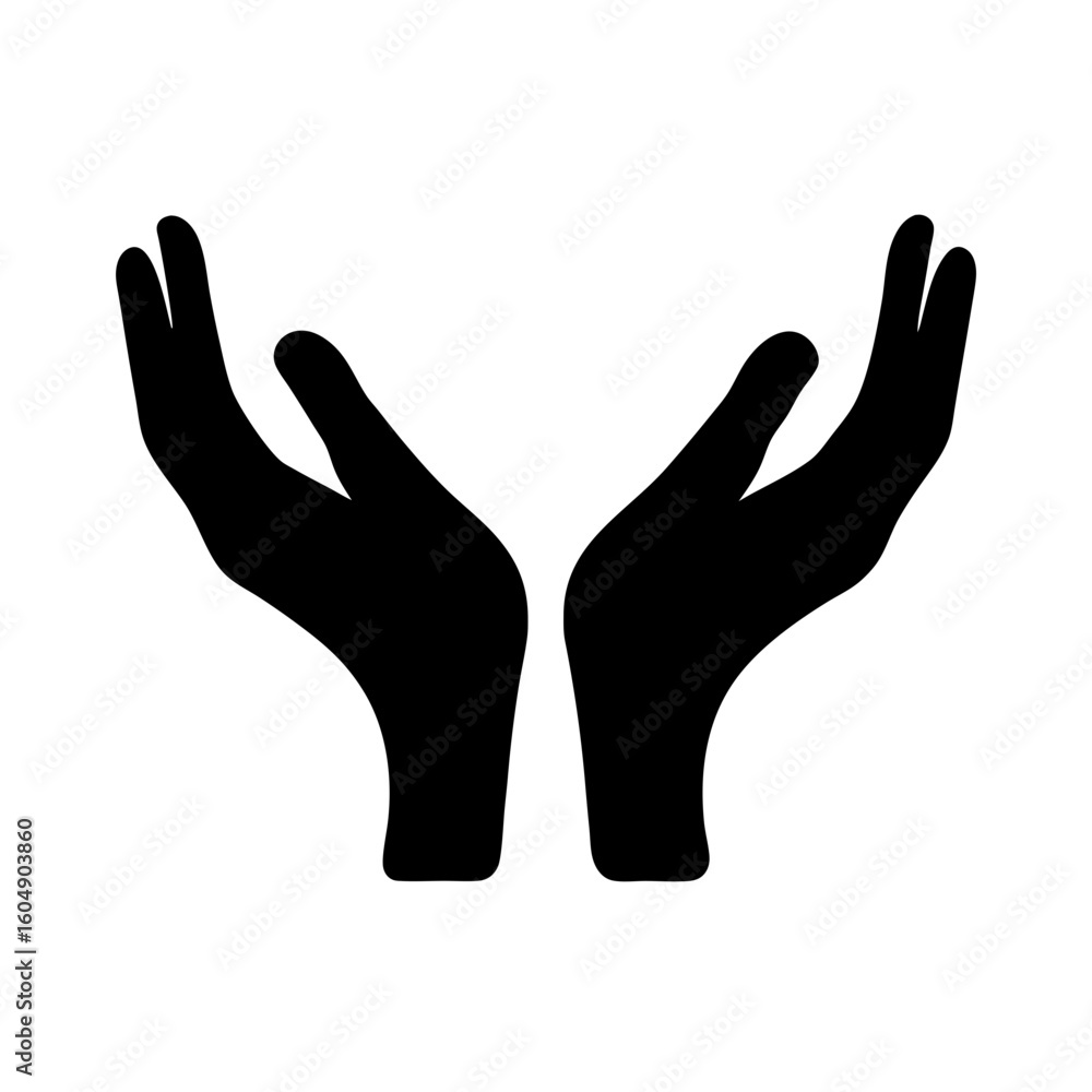 Obraz premium Silhouette of two hands reaching up, symbolizing support, hope and generosity