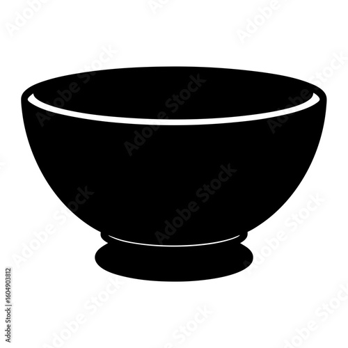 Black bowl with pedestal base for serving and holding food items