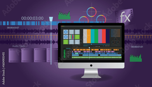 video production abstract. video editing vector illustration