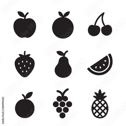 Wallpaper Mural Fresh Fruit Icons Set Torontodigital.ca