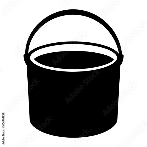 Black bucket illustration for water carrying or storage with handle design
