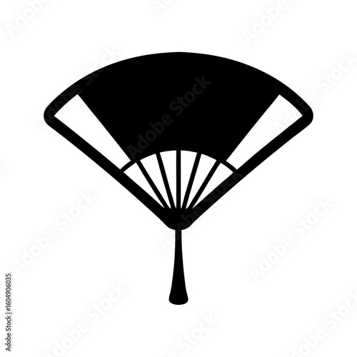 Stylized silhouette illustration of a hand fan, likely of Asian origin