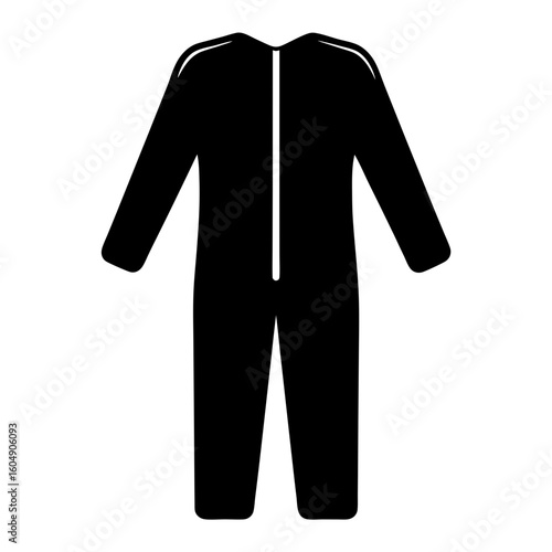 Black Long Sleeve Protective Coverall Uniform with Front Zipper Illustration