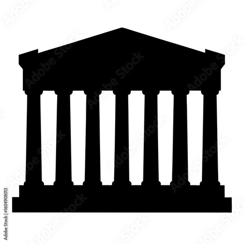 A Silhouette of a Greek Temple with Doric Columns in Black