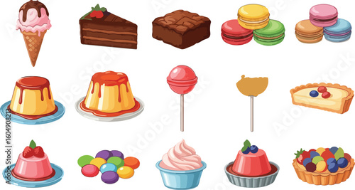 Assorted sweet desserts and candies cream cake