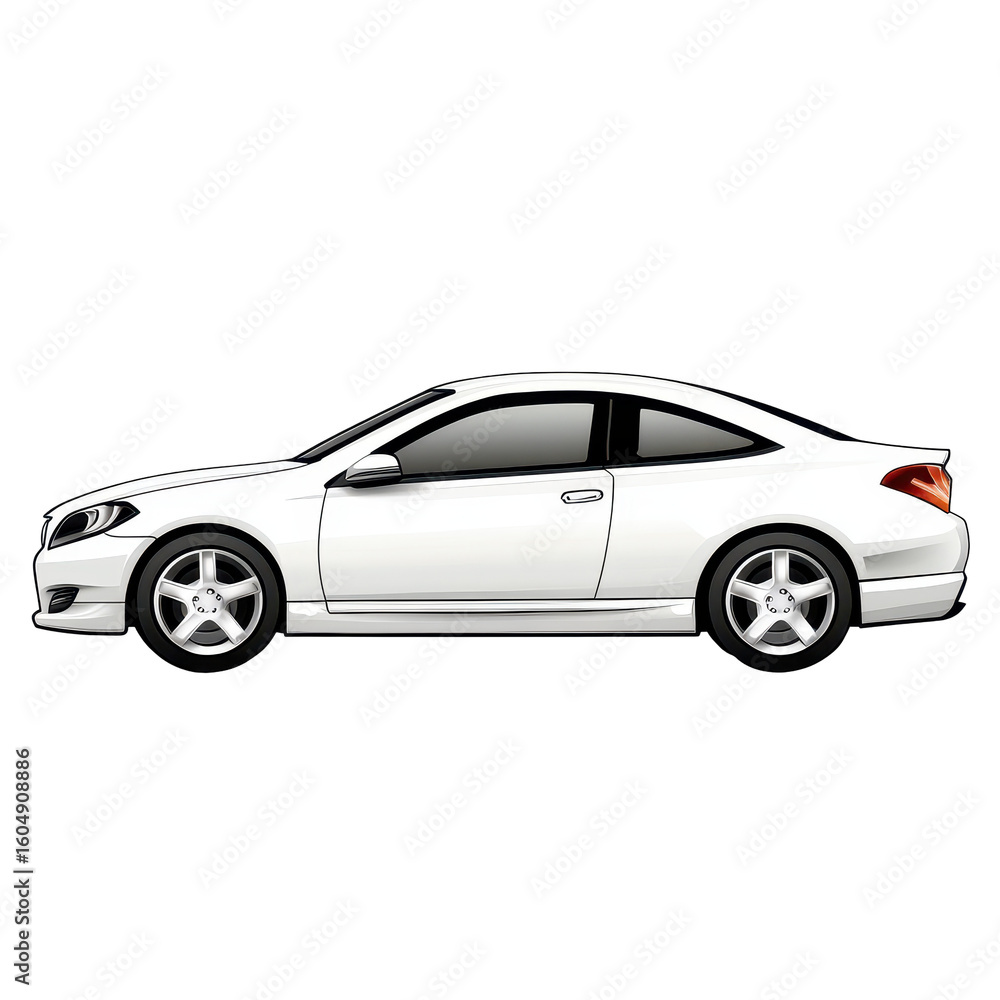 Fototapeta premium Sleek white sports car showcases modern design and elegance on a simple background during daytime