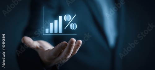 Wallpaper Mural The Hand Holding a Graph Illustrating Business Growth and Success Percentages Torontodigital.ca