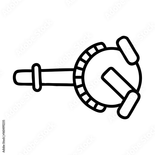 Shaft with axle design, mechanical component, rotational system, engineering illustration, copy space