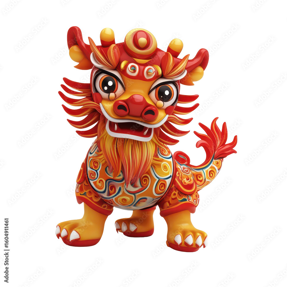 Fototapeta premium Colorful dragon statue representing cultural heritage displayed in a festive setting during a traditional event