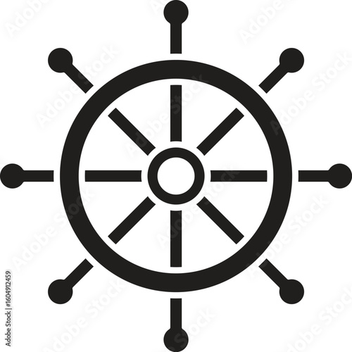 Ship steering wheel set. Boat steering wheels icon black silhouette, outline vector 
