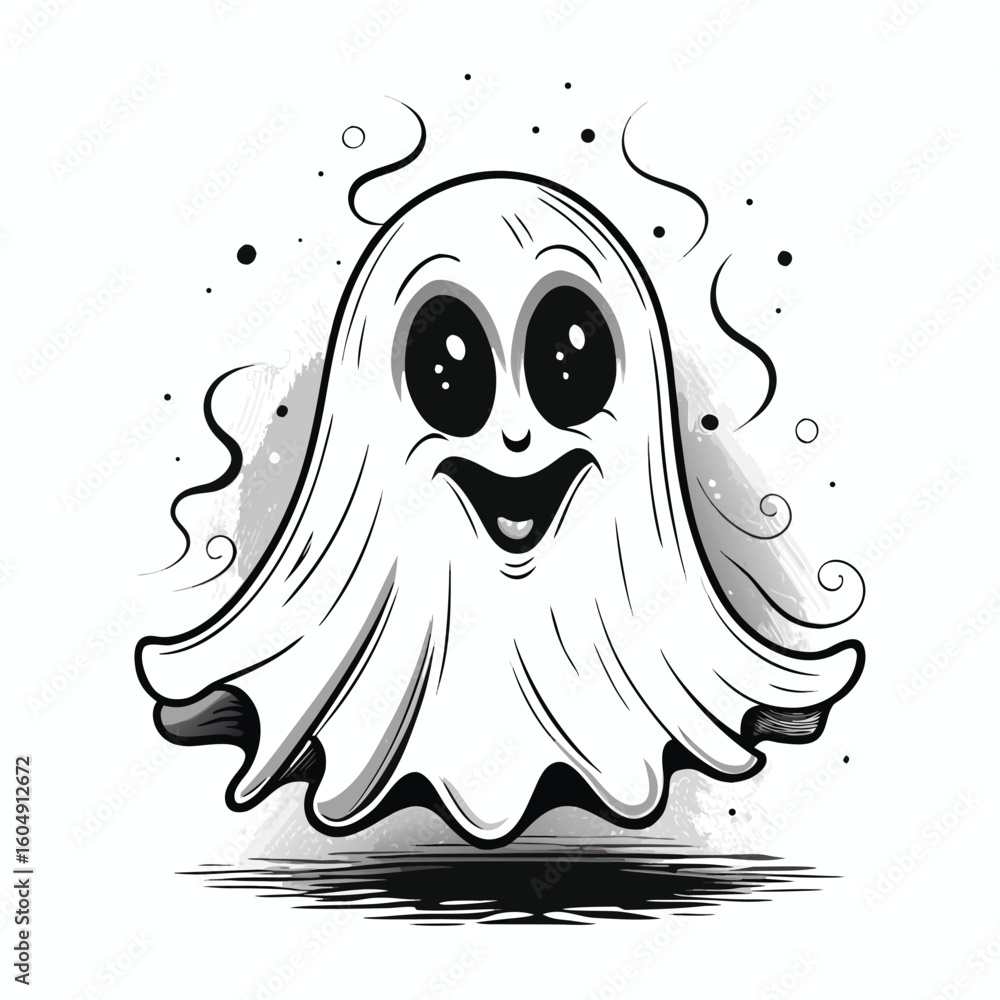 Happy Cartoon Ghost Halloween Illustration Happy Cartoon Ghost Halloween Illustration