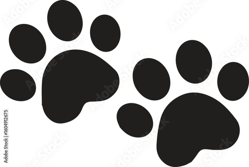 Dog or cat paw print flat icon for animal apps and websites