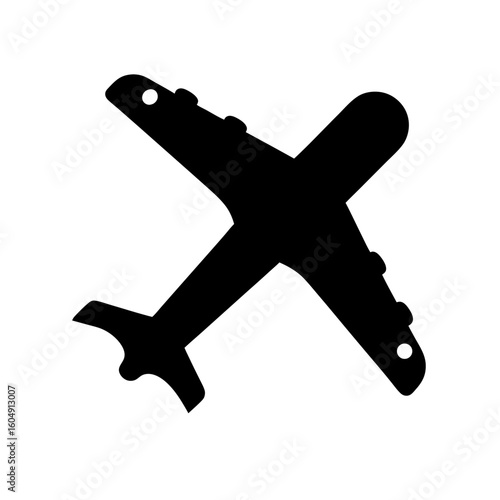 Silhouette of airplane flying, a symbol of travel and transport