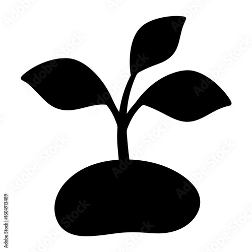 A Silhouette of a Sprout Emerging from the Soil, Hope and Growth