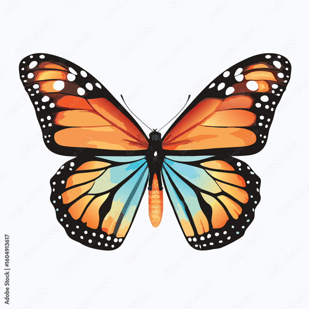 Fototapeta premium Vibrant Monarch Butterfly - Colorful Insect Illustration
