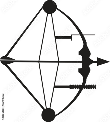Bow and arrows isolated on white background. Archery or hunter tools